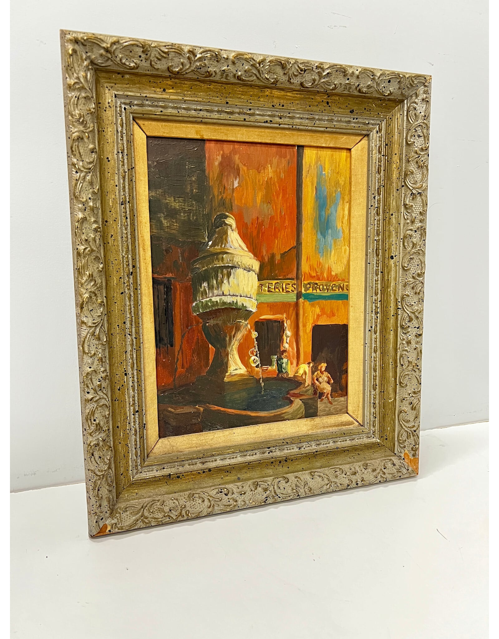 Fountain Scene, framed painting