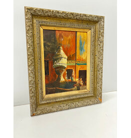 Fountain Scene, framed painting