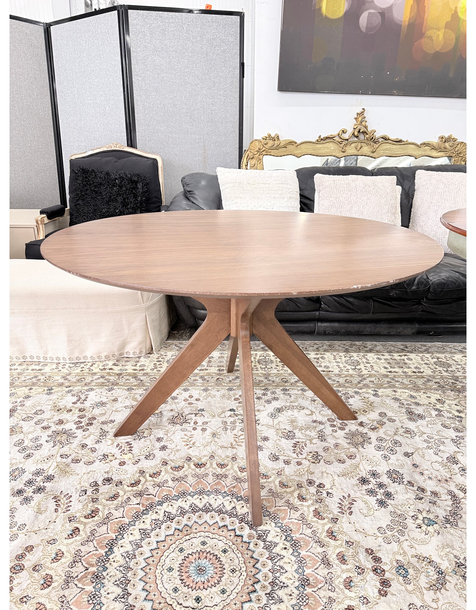 Mid-Century Modern Style Round Dining Table, Wood