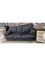 70's Vintage Black Leather Sofa