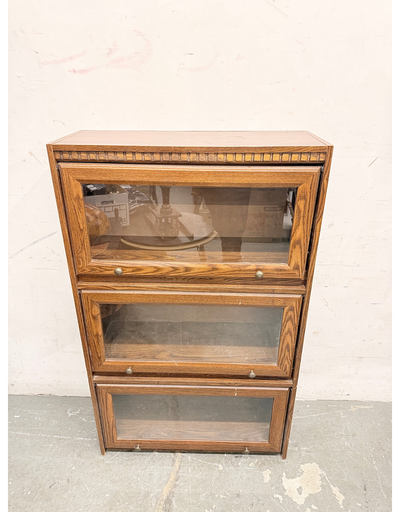 Vintage 3-Tier Barrister Bookcase, Featuring Front Lift Doors