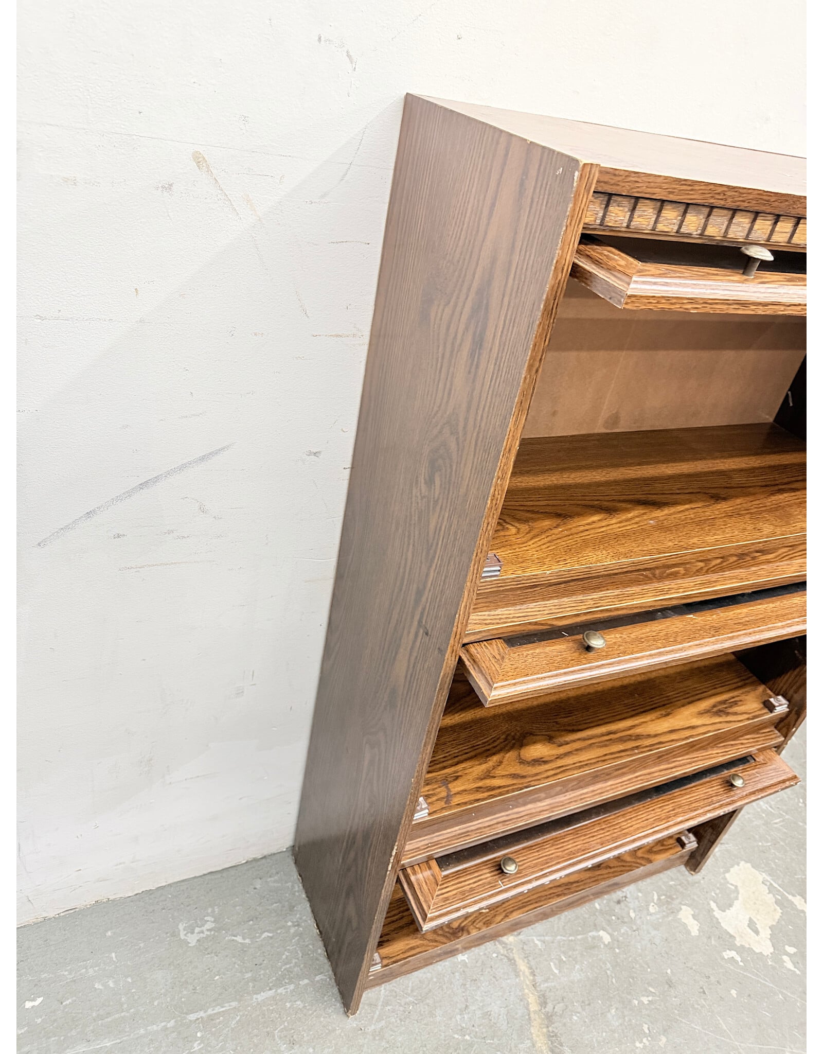 Vintage 3-Tier Barrister Bookcase, Featuring Front Lift Doors