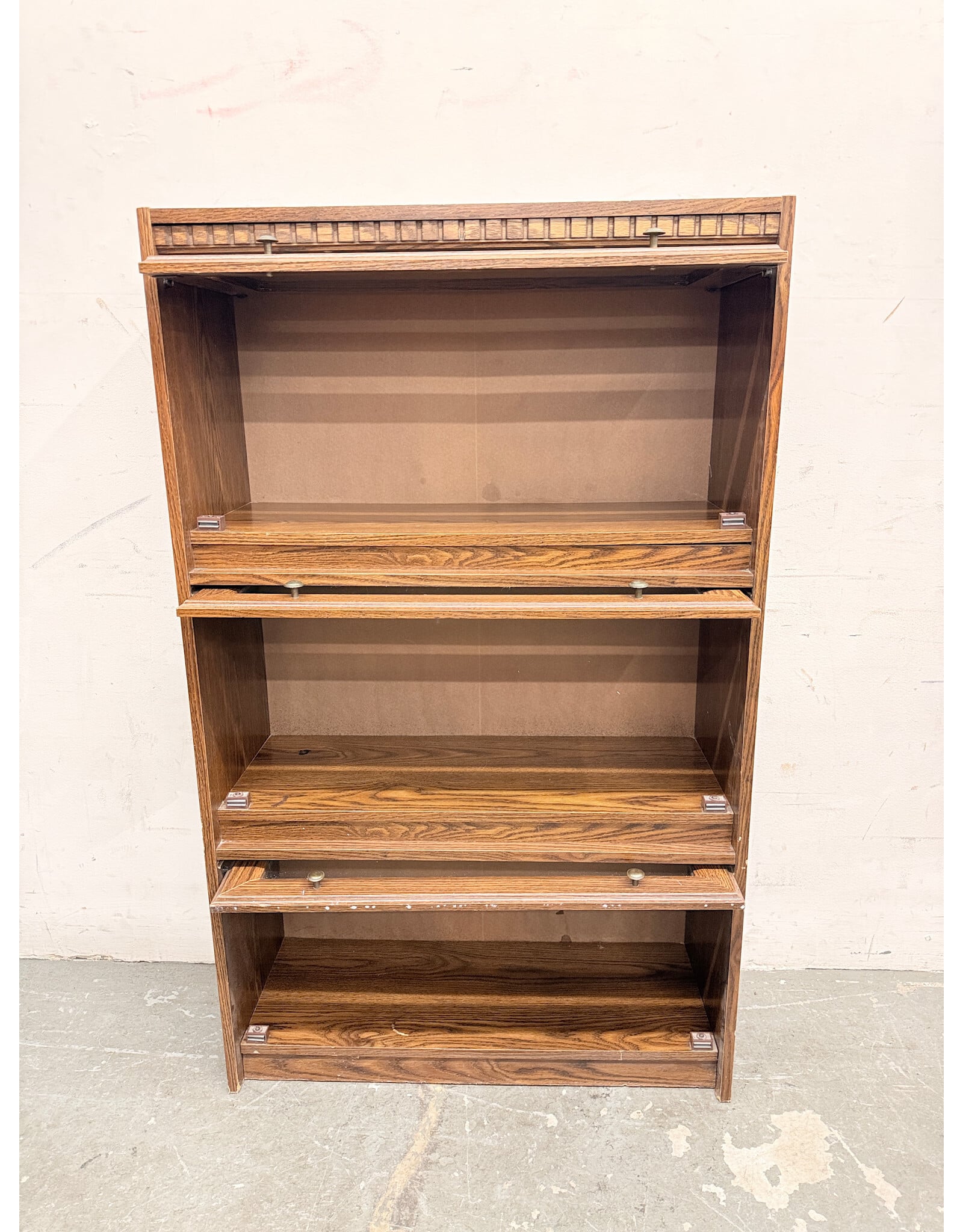 Vintage 3-Tier Barrister Bookcase, Featuring Front Lift Doors