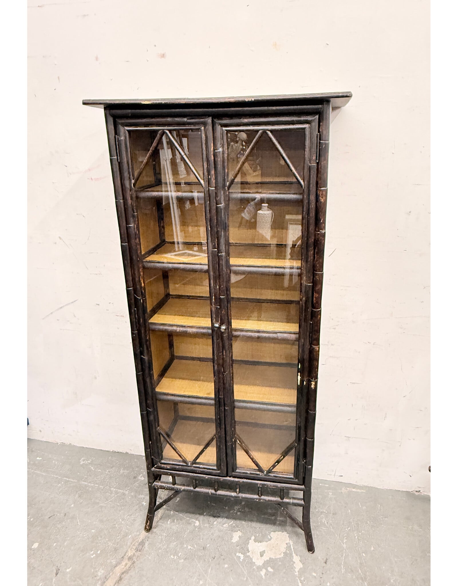 English Aesthetic Movement 2-Door Bamboo Cabinet