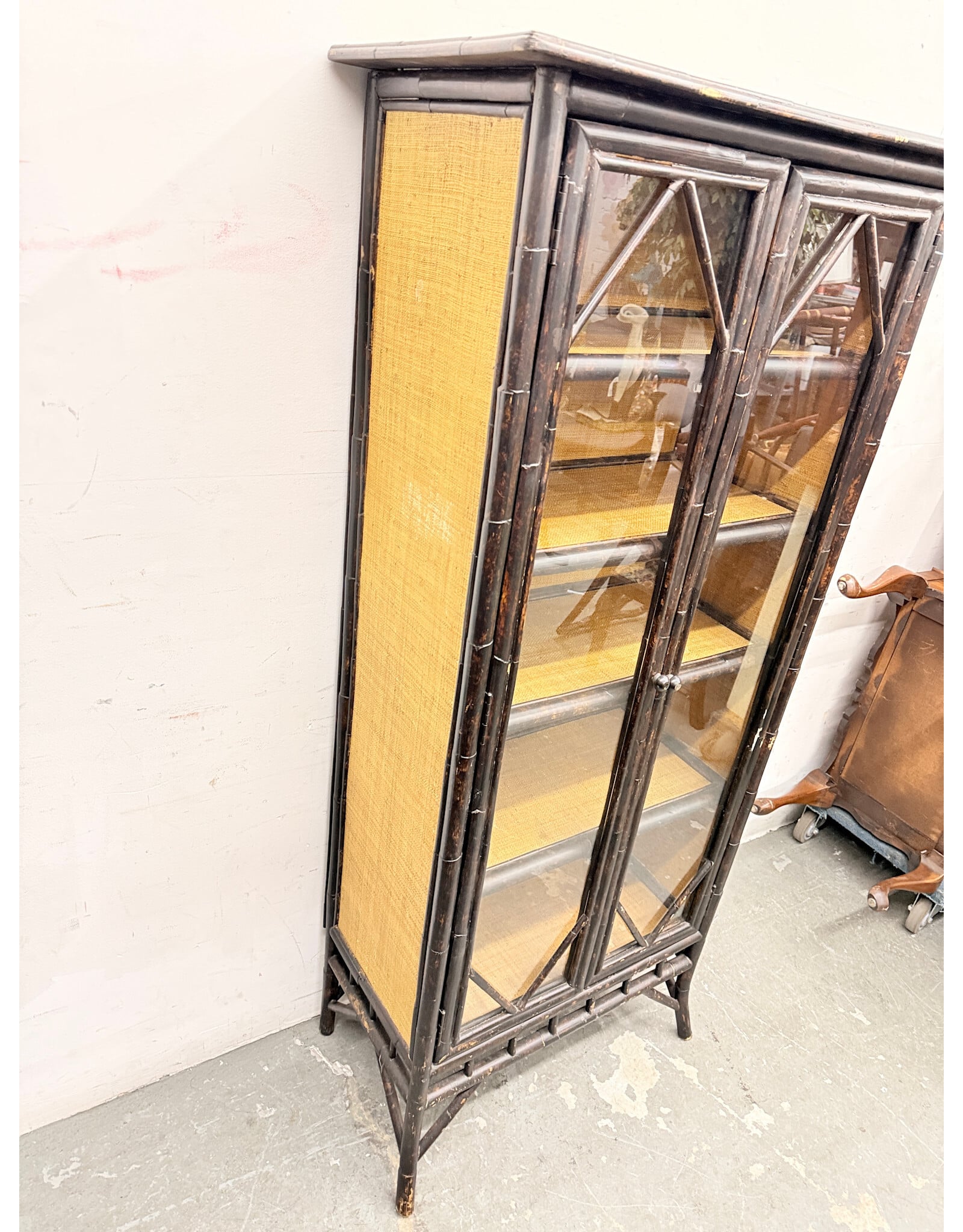 English Aesthetic Movement 2-Door Bamboo Cabinet