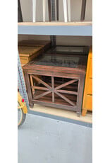 Wood End Tables Glass Top Vintage Walnut