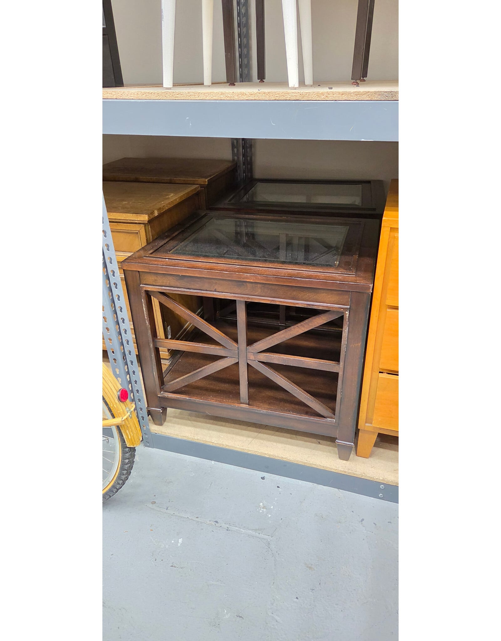 Wood End Tables Glass Top Vintage Walnut