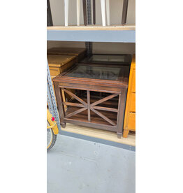 Wood End Tables Glass Top Vintage Walnut