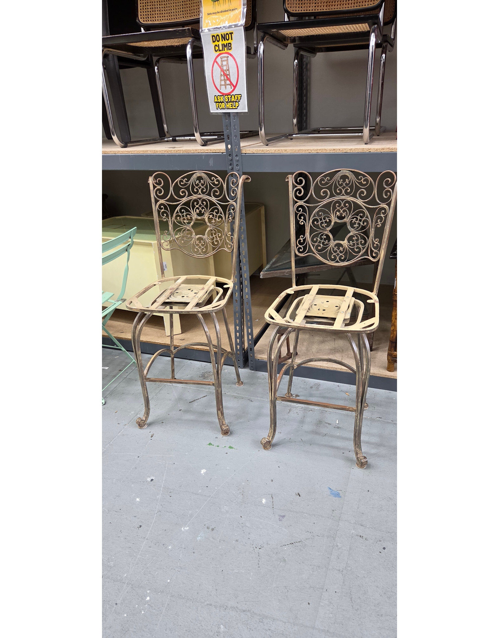 Vintage Ornate Wrought Iron Bar Stool