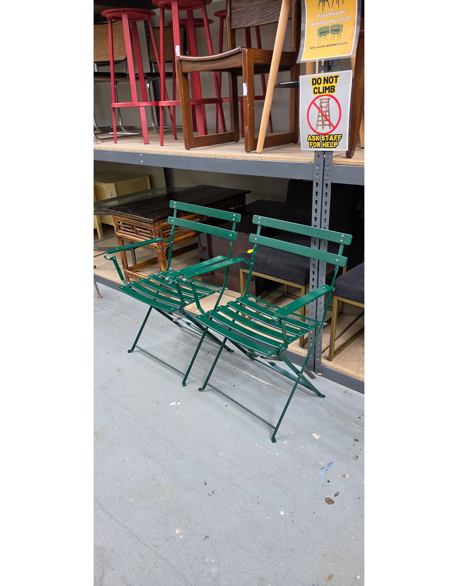 Classic Green Folding Metal Bistro Chairs
