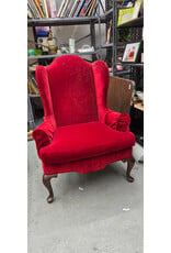 Classic Red Velvet Wingback Armchair