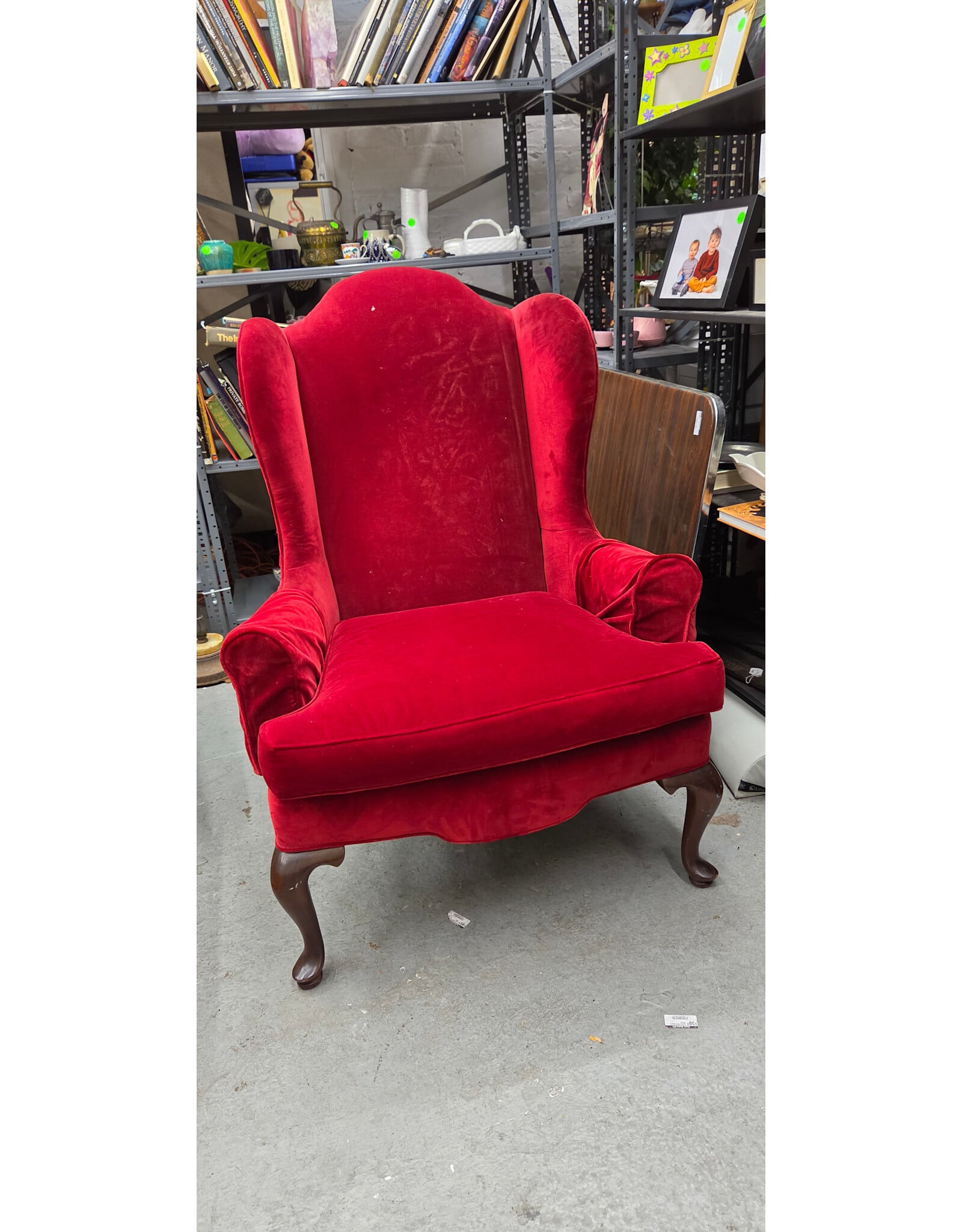 Classic Red Velvet Wingback Armchair