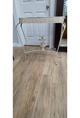 Vintage White Wrought Iron Narrow Table with a Greek Key Pattern