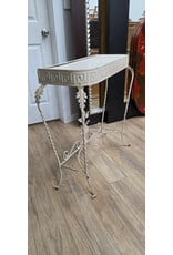 Vintage White Wrought Iron Narrow Table with a Greek Key Pattern