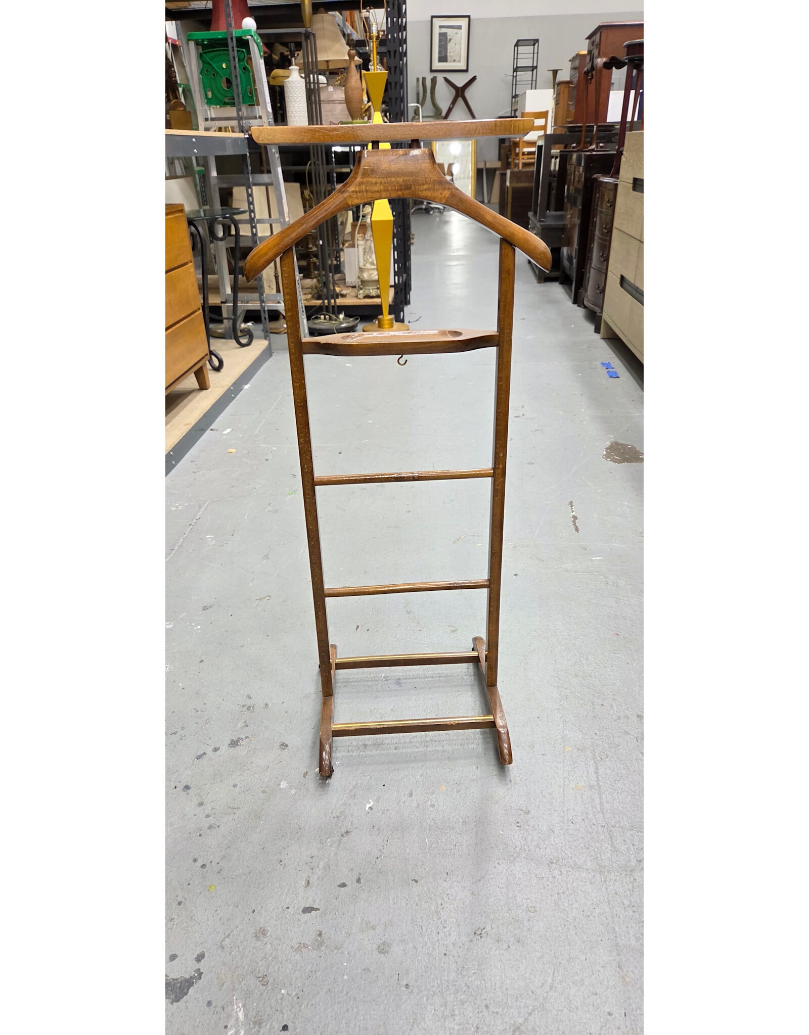 Vintage Antique Wood Butler Valet Stand with Wheels