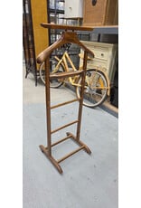 Vintage Antique Wood Butler Valet Stand with Wheels