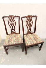 Chippendale Style- Mahogany Dining Chair, Floral Seating