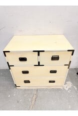 Mid-Century Style White Lacquer Campaign Chest of Drawers