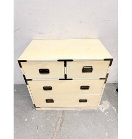 Mid-Century Style White Lacquer Campaign Chest of Drawers