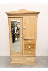 Late Victorian Style Pine Mirrored Wardrobe