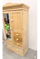 Late Victorian Style Pine Mirrored Wardrobe