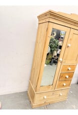 Late Victorian Style Pine Mirrored Wardrobe