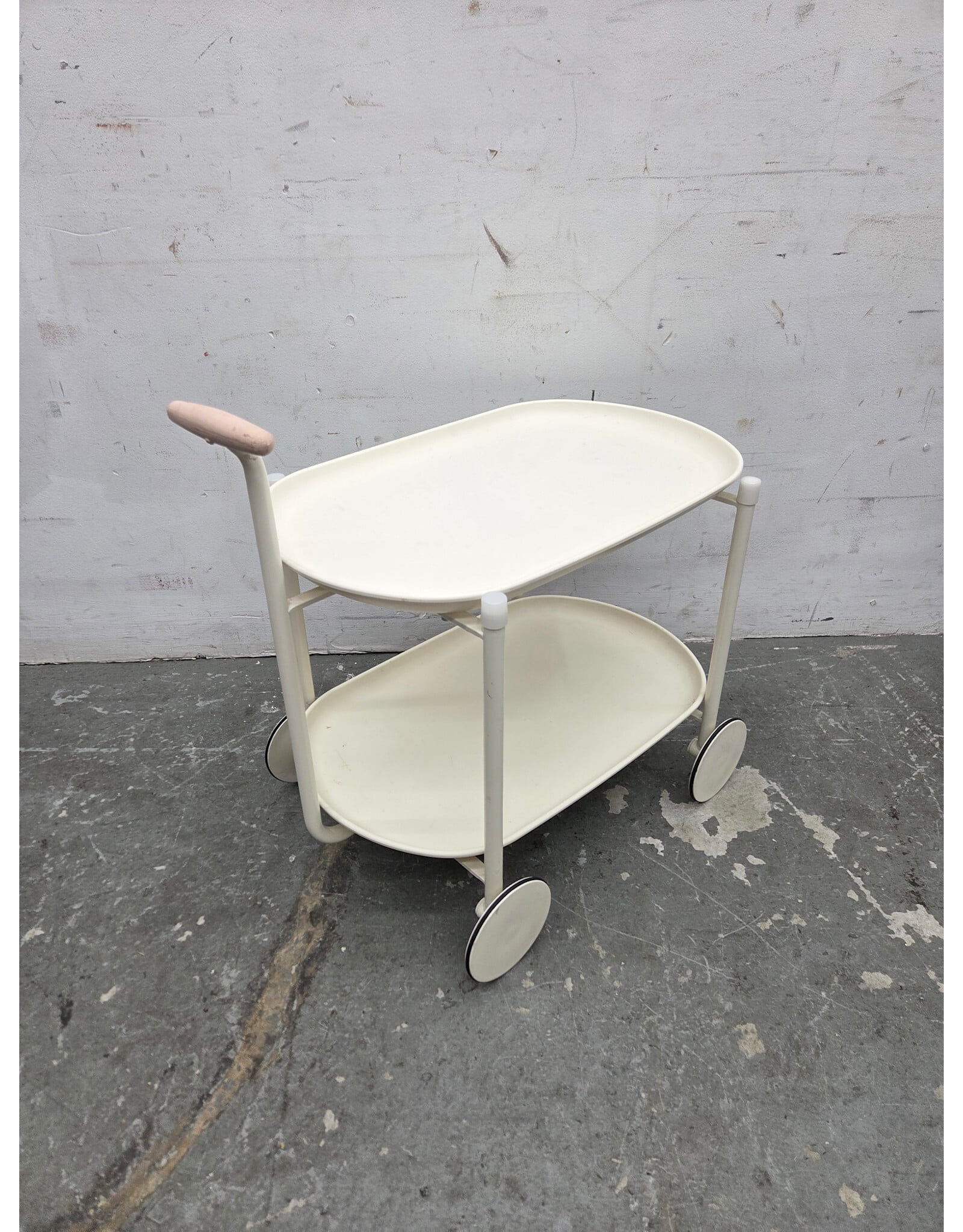 Modern 2-tier White Rolling Cart