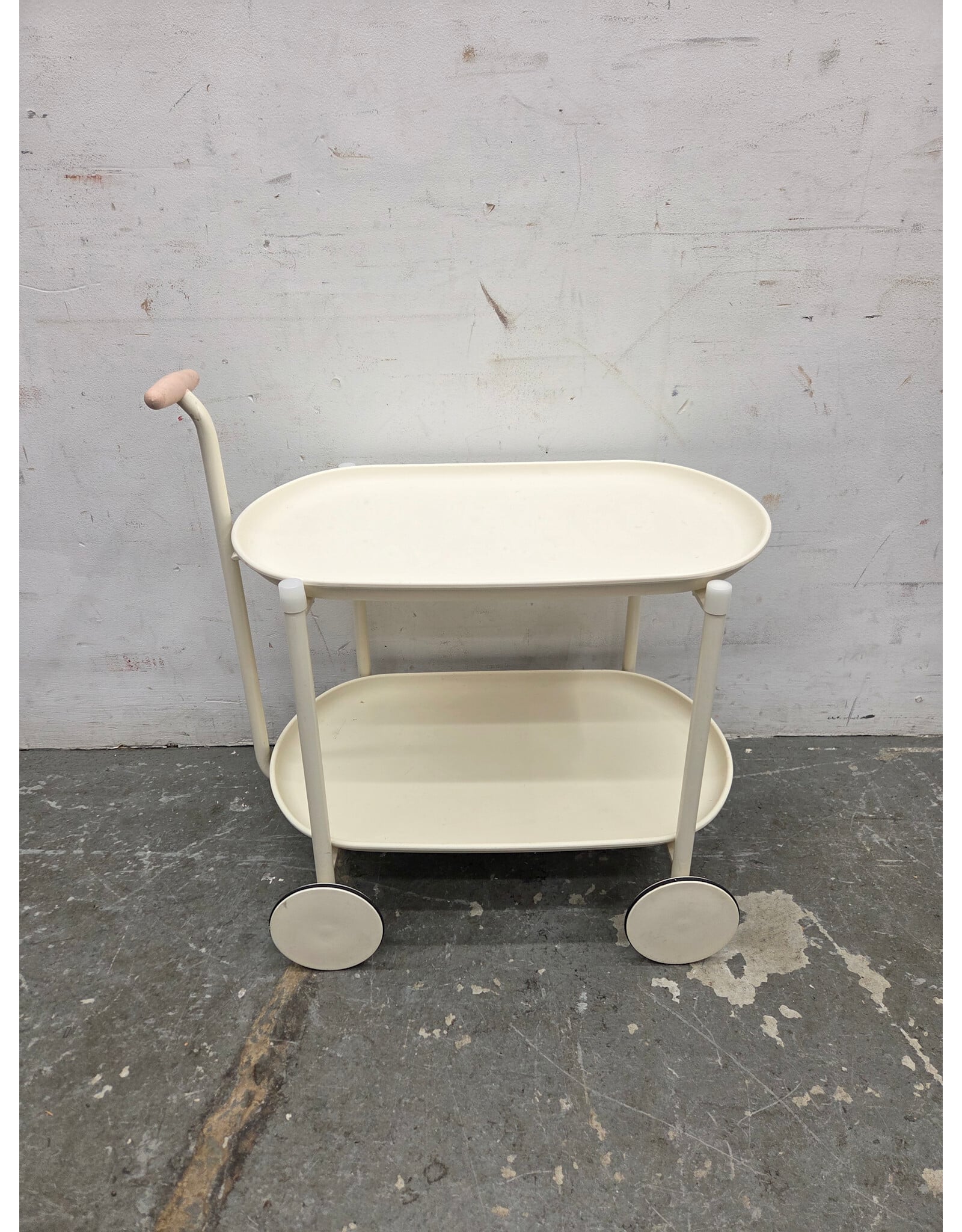Modern 2-tier White Rolling Cart