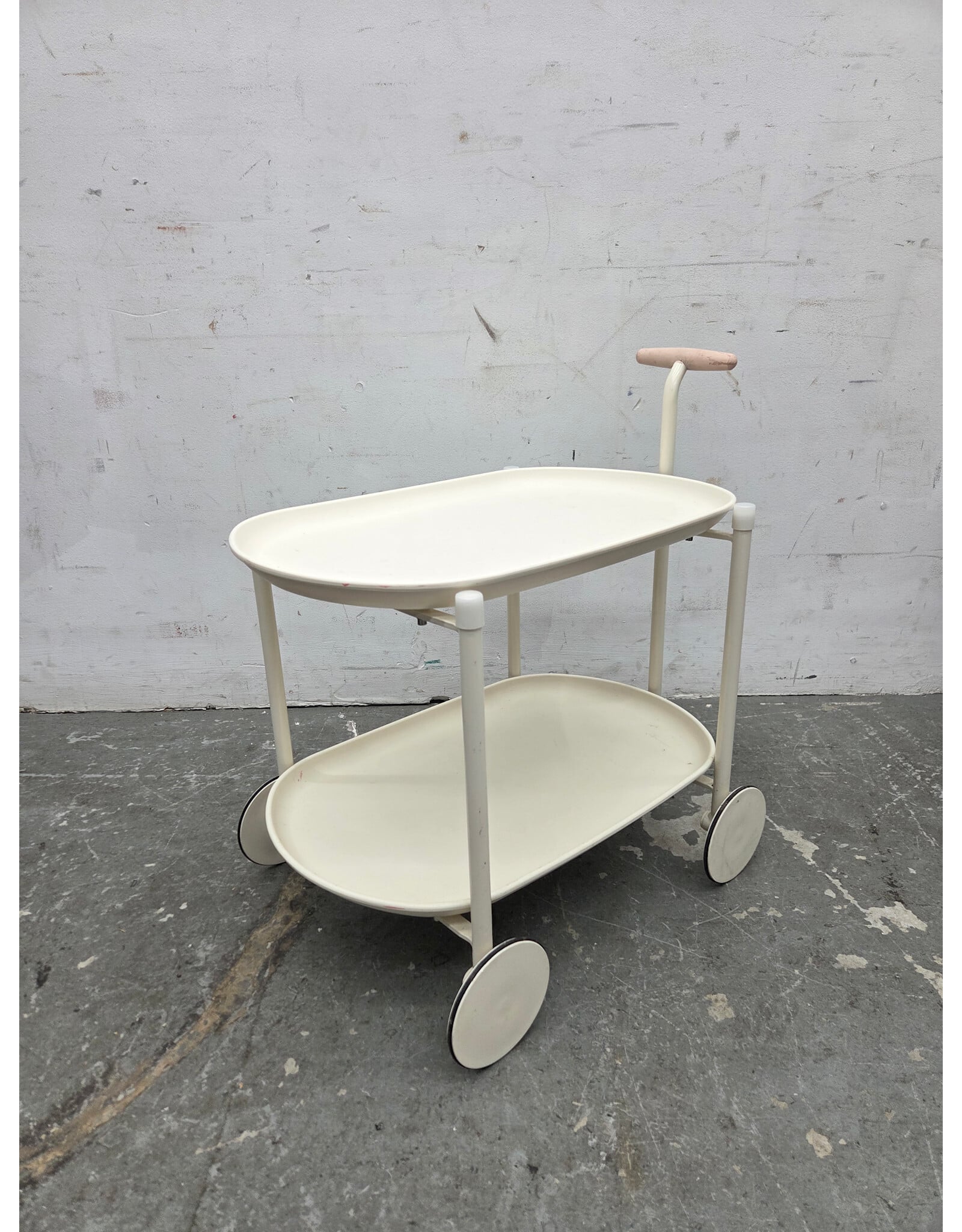 Modern 2-tier White Rolling Cart