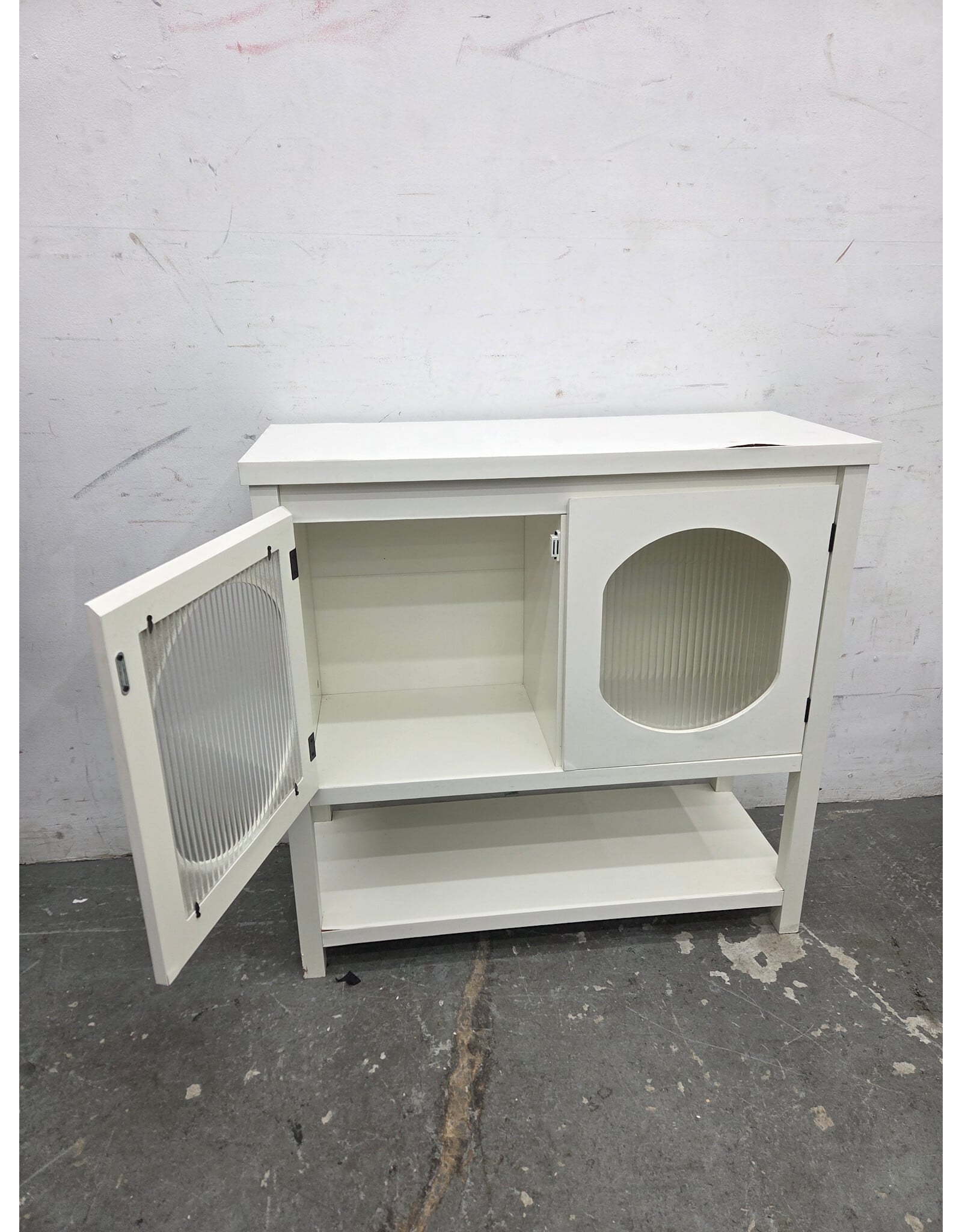 White 2-Door Storage Console - AS IS
