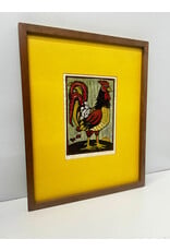 Rooster, framed linocut, sgnd Mary Hamilton 44/53--AS IS