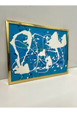 Abstract Painting on Blue Canvas, framed painting