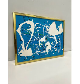 Abstract Painting on Blue Canvas, framed painting