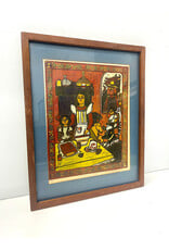 Country Kitchen, framed woodcut print, sgnd Mary Hamilton 39/47