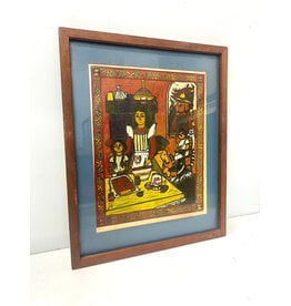 Country Kitchen, framed woodcut print, sgnd Mary Hamilton 39/47