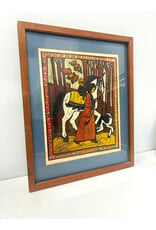 In the Forest, framed woodcut print, sgnd Mary Hamilton 27/44