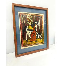 In the Forest, framed woodcut print, sgnd Mary Hamilton 27/44