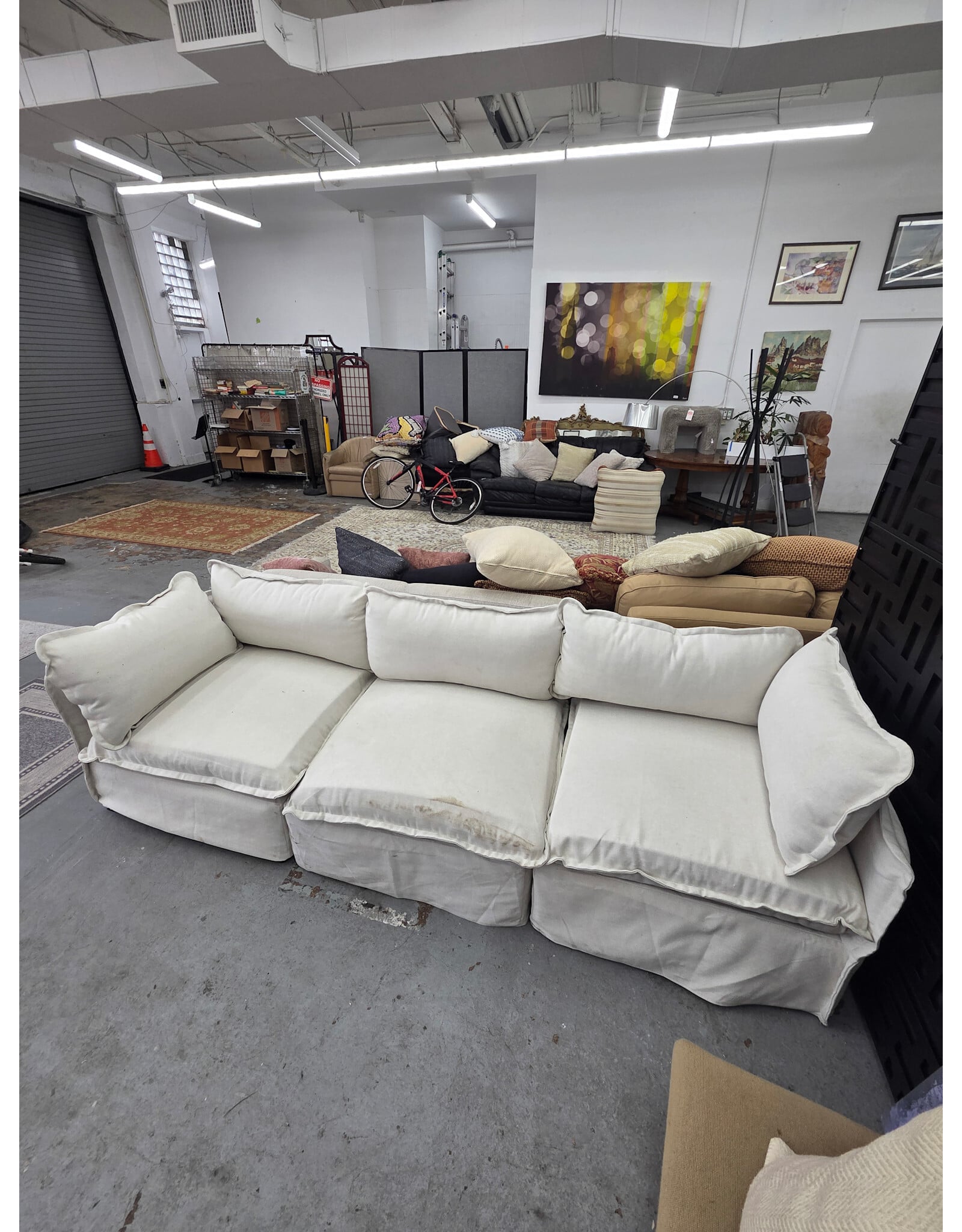 Beige Modular 3-Piece Sectional Sofa - AS IS