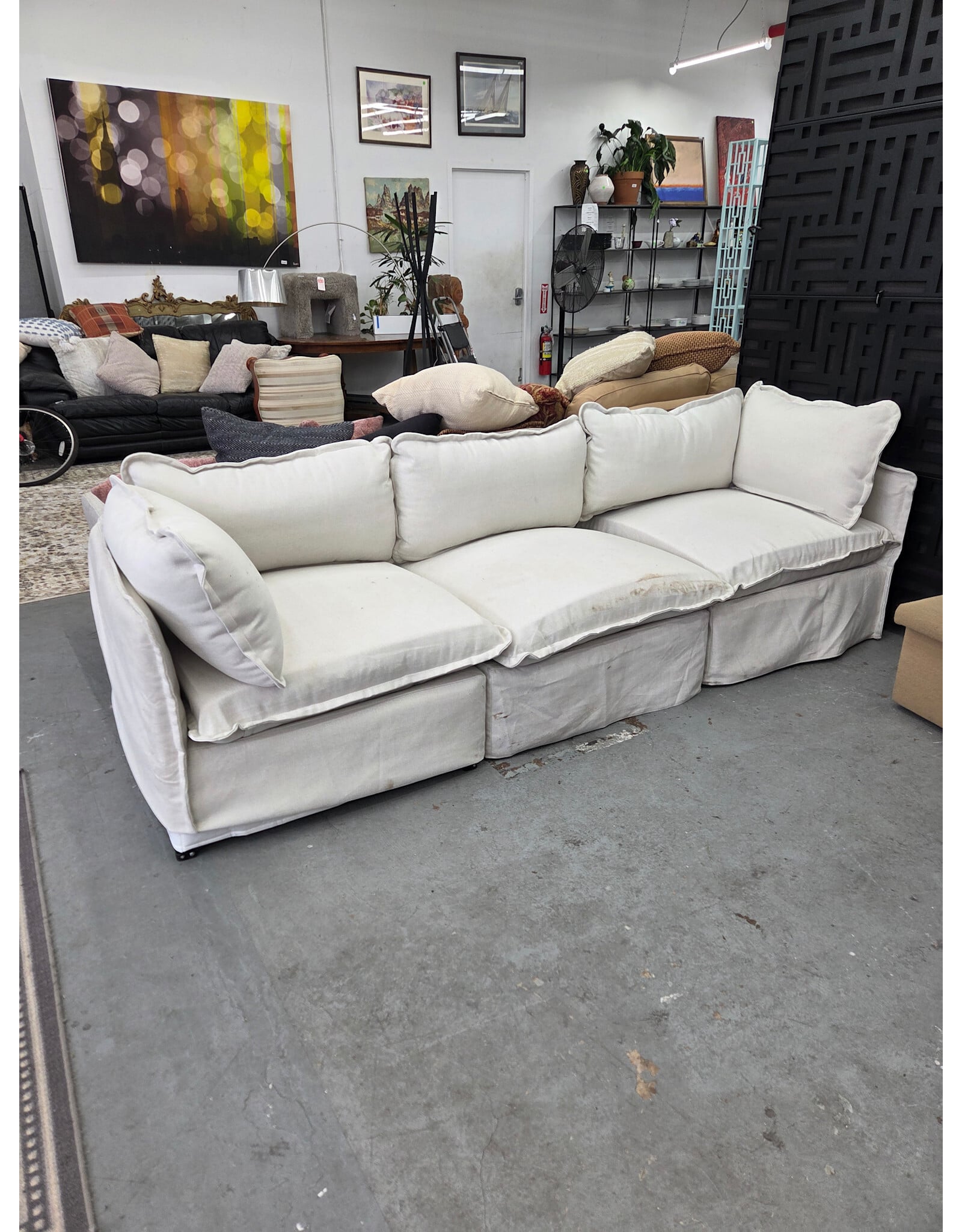 Beige Modular 3-Piece Sectional Sofa - AS IS