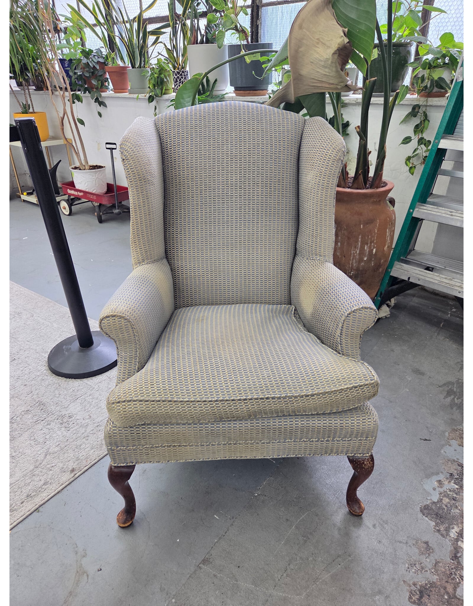 Vintage Armchair with Ottoman