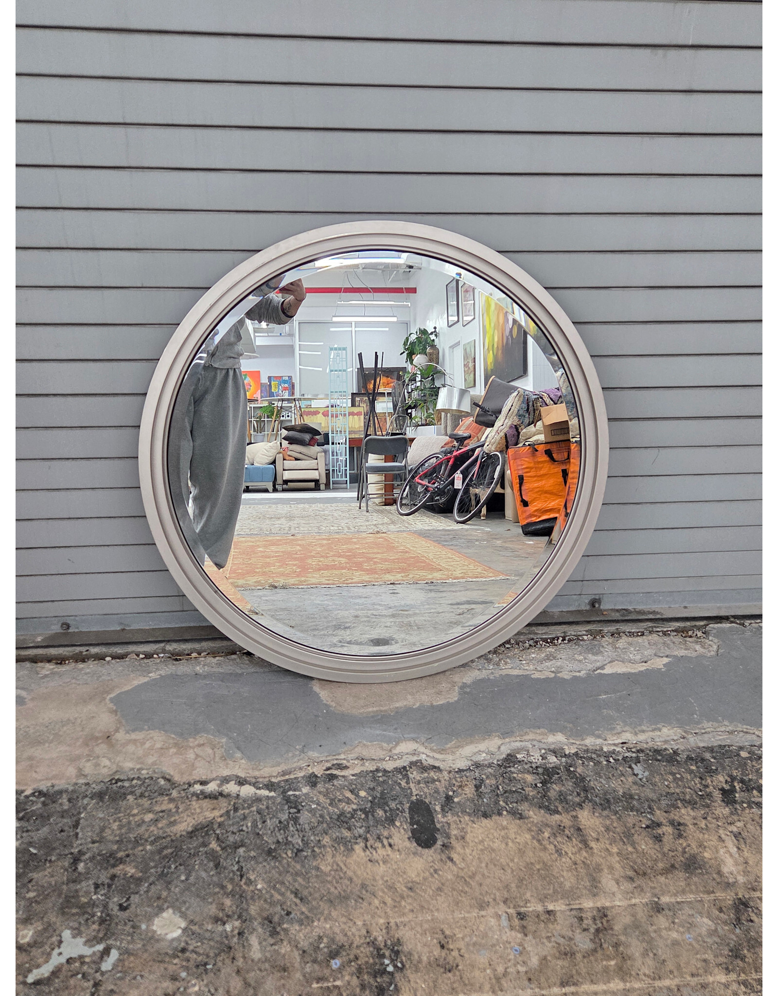 Silver Framed Circular Hanging Mirror