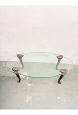 Carved Wood Legs, Glass Top Coffee Table