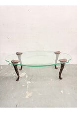 Carved Wood Legs, Glass Top Coffee Table