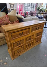 Farmhouse-Style Solid Pine Wood 8-Drawer Dresser