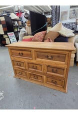 Farmhouse-Style Solid Pine Wood 8-Drawer Dresser