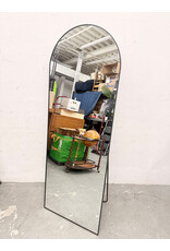 Black-Framed Arched Standing Floor Mirror
