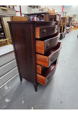 Vintage Dixie Furniture Mahogany Bow-Front Five-Drawer Tall Chest