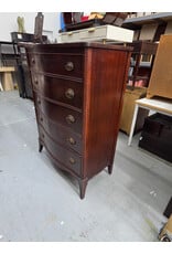 Vintage Dixie Furniture Mahogany Bow-Front Five-Drawer Tall Chest