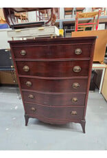 Vintage Dixie Furniture Mahogany Bow-Front Five-Drawer Tall Chest