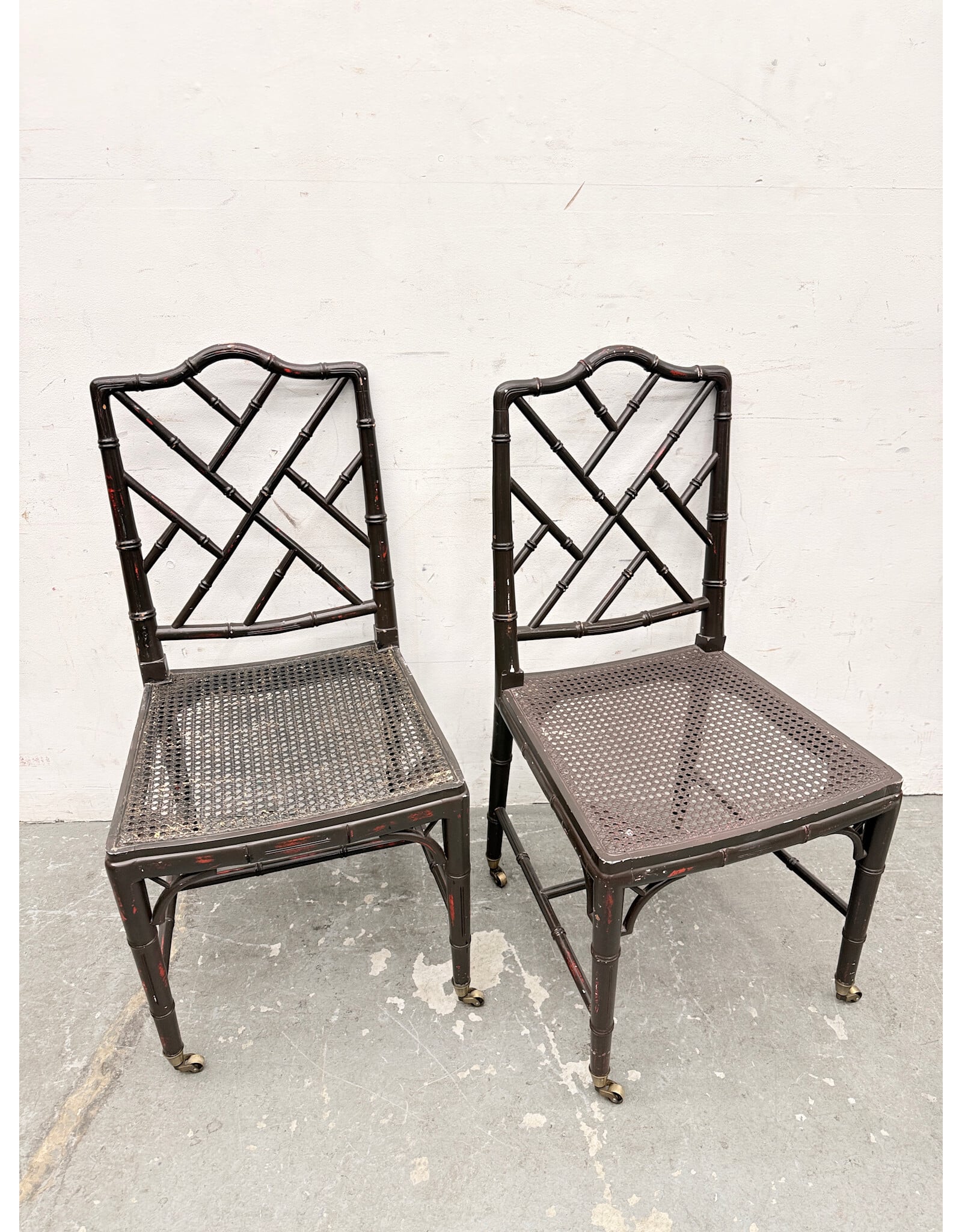 Vintage Chinese-Style Faux Bamboo Side Chair